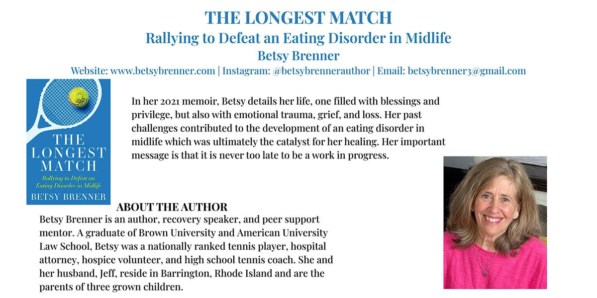 It’s Never Too Late: Join Betsy Brenner for a night of Hope & Healing, 12 August | Event in Columbus