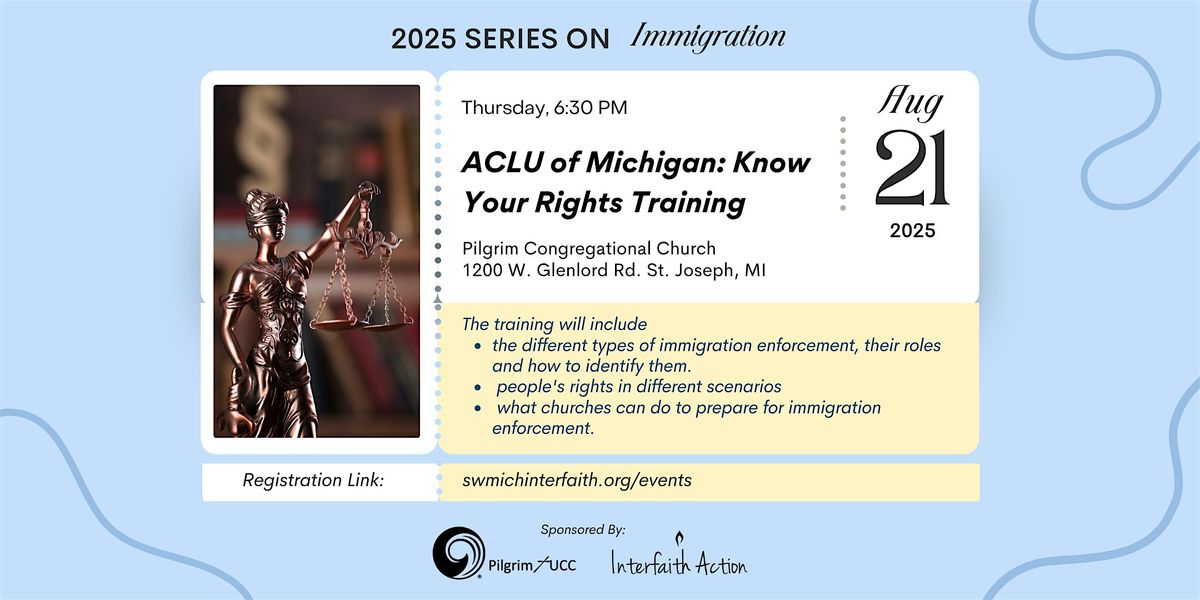 ACLU of Michigan: Know Your Rights Training, 21 August | Event in St. Joseph | AllEvents