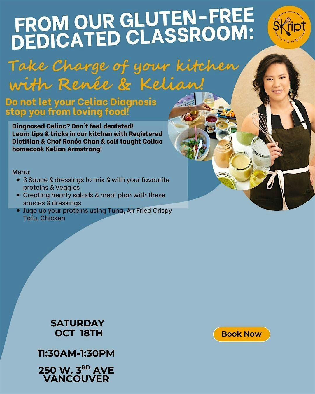 Gluten Free Cooking w Renée, Chef RD & Kelian, Celiac  & Recipe Developer, 18 October | Event in Vancouver