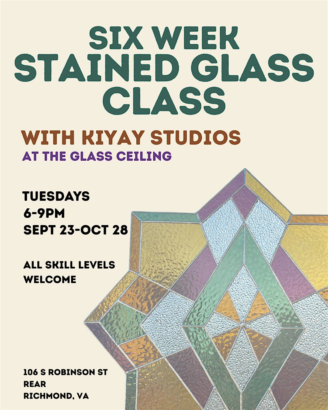 6 week Stained Glass with KiyayStudios, 23 September | Event in Richmond | AllEvents