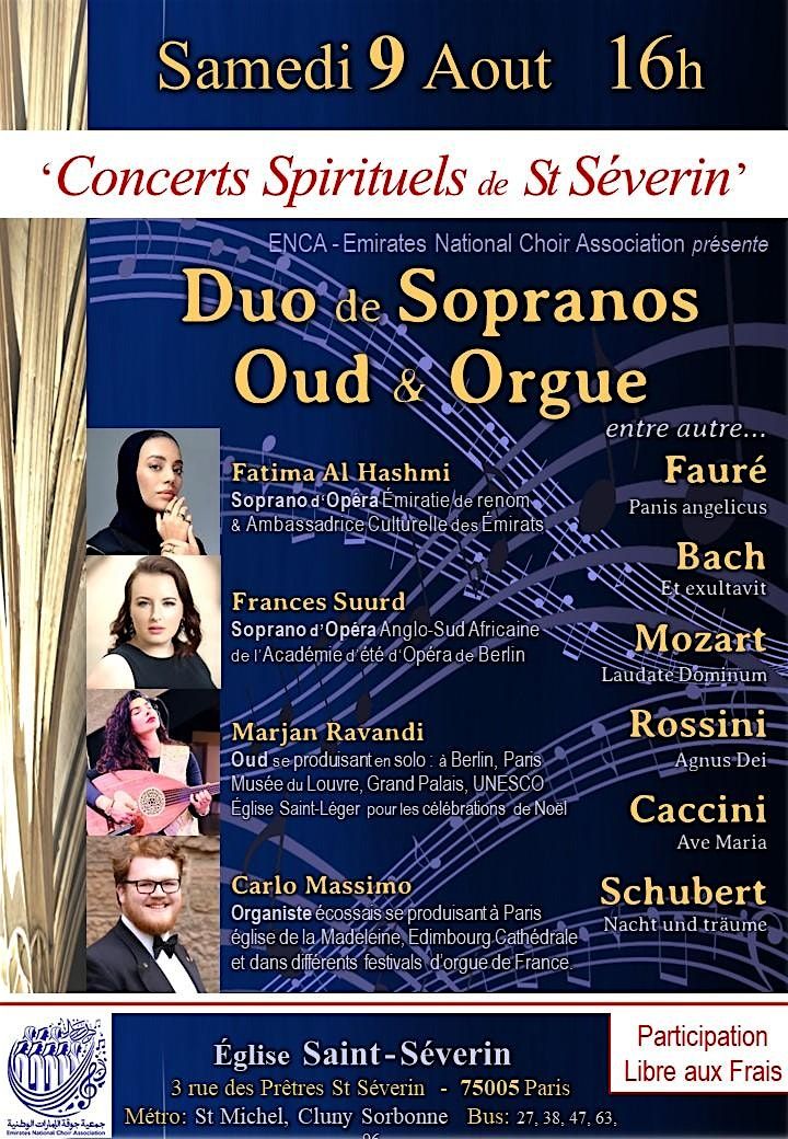 Duo de Sopranos de l'Opéra de Dubaï, Oud & Orgue | Event in Paris | AllEvents