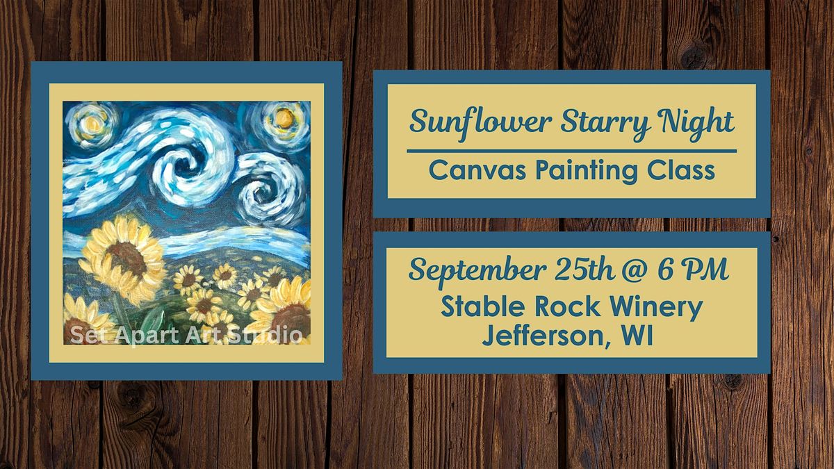 Sunflower Starry Night Canvas Painting Class, 25 September | Event in Jefferson | AllEvents