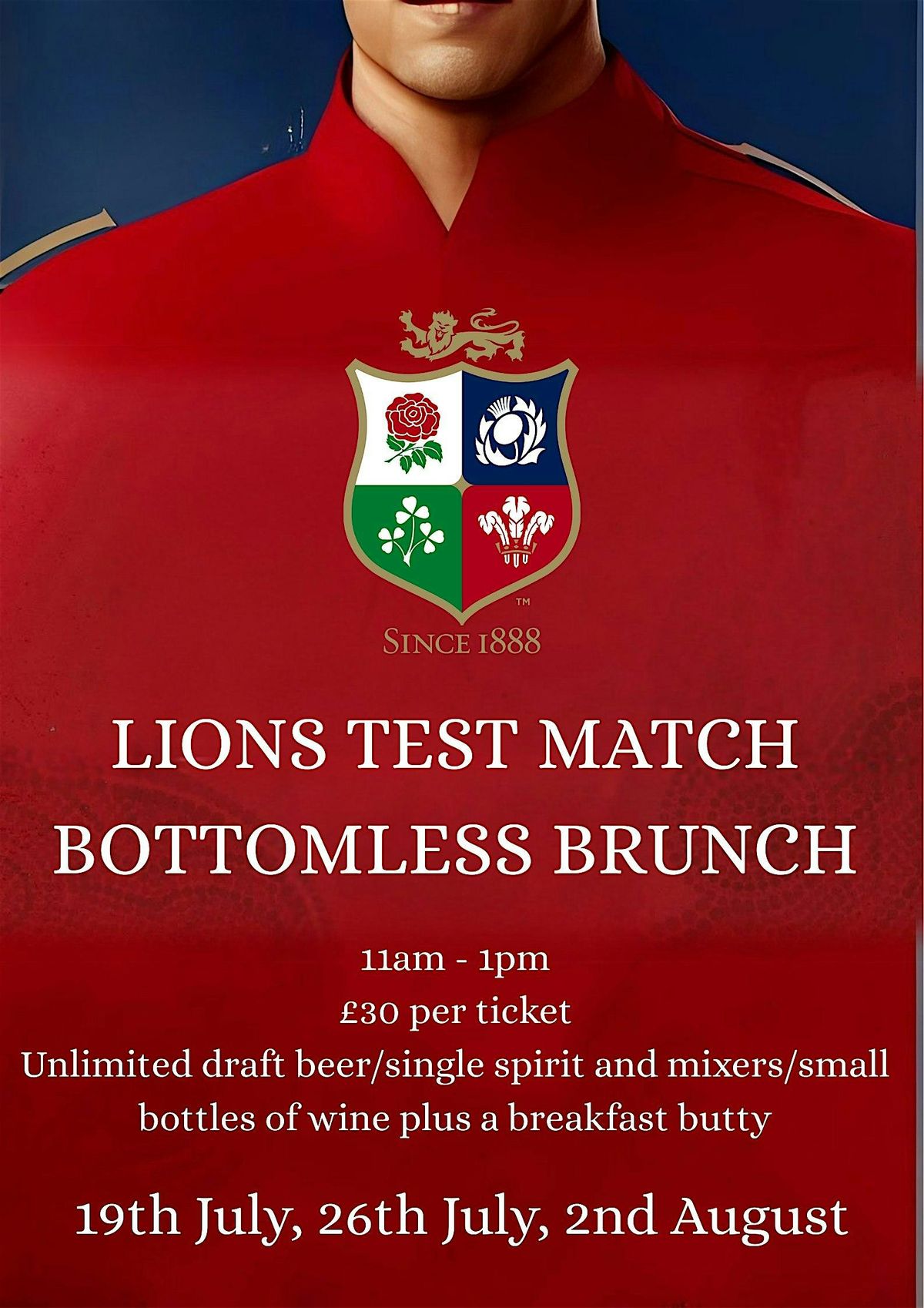 Lions Bottomless Brunch - 2nd Test, 26 July | Event in Wallasey | AllEvents
