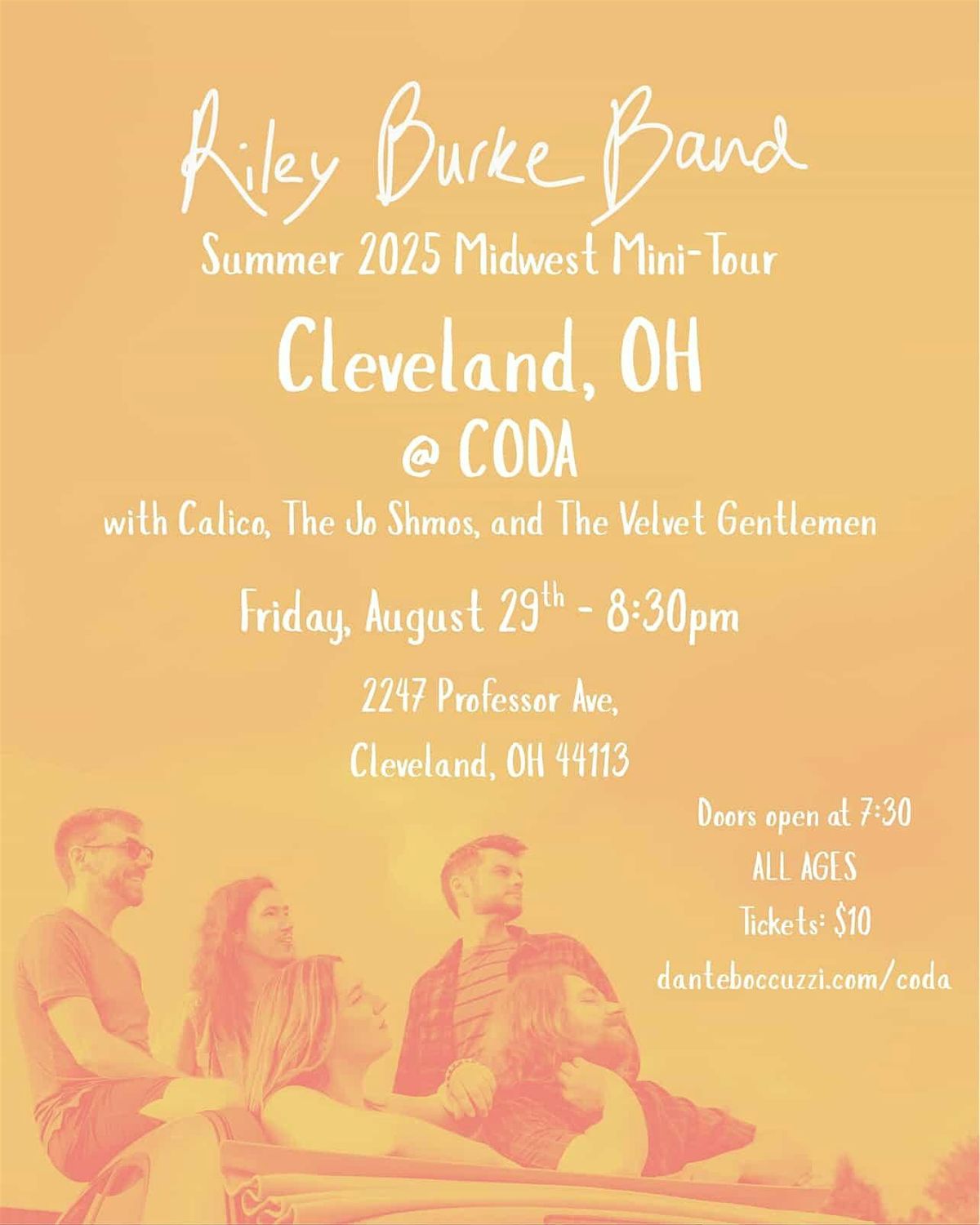 Riley Burke Band | Calico | The Jo Shmos | The Velvet Gentlemen at CODA, 29 August | Event in Cleveland | AllEvents