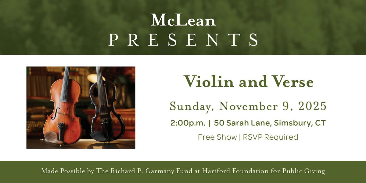 McLean Presents: Violin and Verse, 9 November | Event in Simsbury | AllEvents