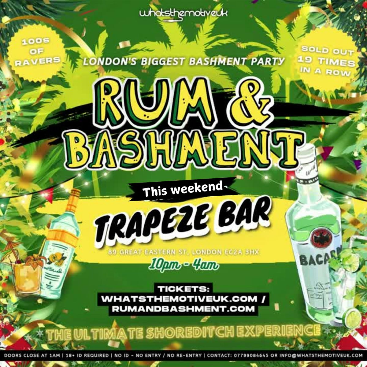 RUM & BASHMENT - Shoreditch's Wildest Biggest Bashment Party (FREE B4 12AM), 3 October | Event in London