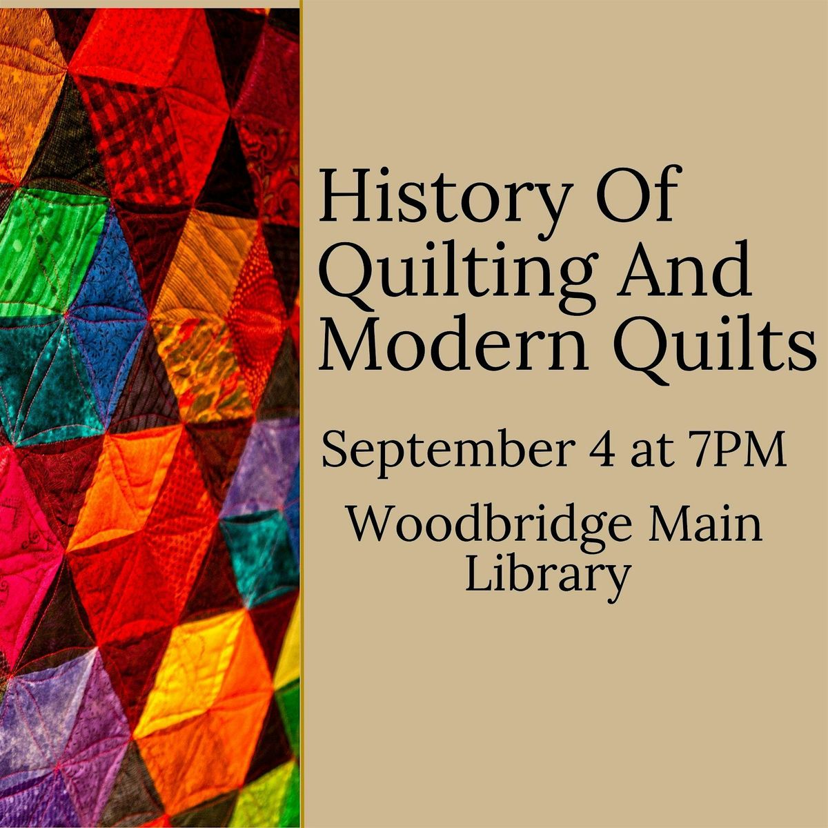 History Of Quilting And Modern Quilts, 4 September | Event in Woodbridge Township | AllEvents