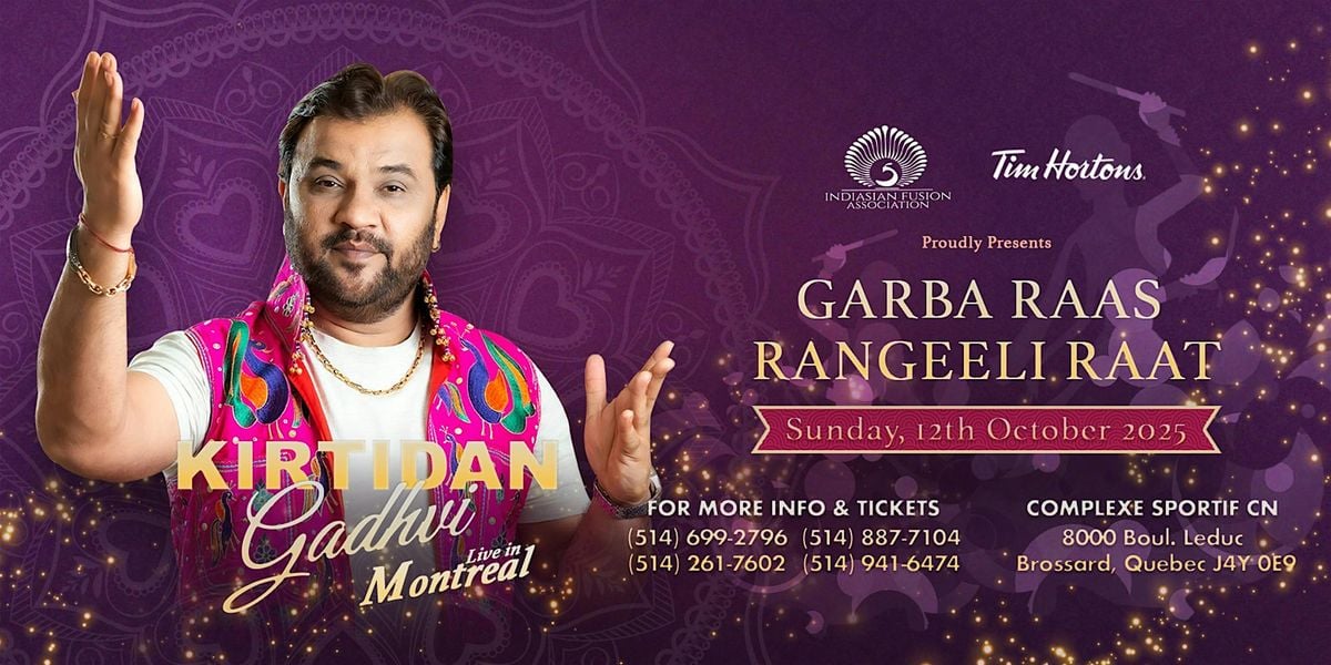 Garba Raas Rangeeli Raat - LIVE with Kirtidan Gadhvi, 12 October | Event in Brossard | AllEvents