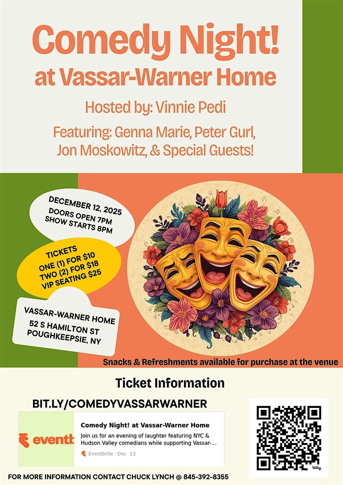 Comedy Night! at Vassar-Warner Home, 12 December | Event in Poughkeepsie | AllEvents
