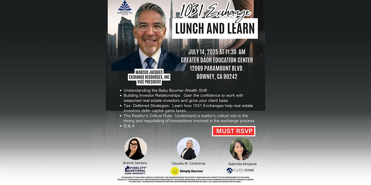 103`1 Exchange Lunch and Learn, 14 July | Event in Downey | AllEvents