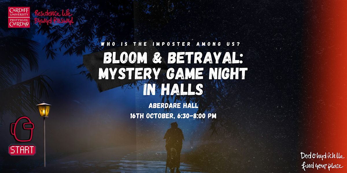 Bloom & Betrayal: Mystery Game Night ¦ Blodau a Brad: Noson Gêm Dirgelwch, 16 October | Event in Cardiff