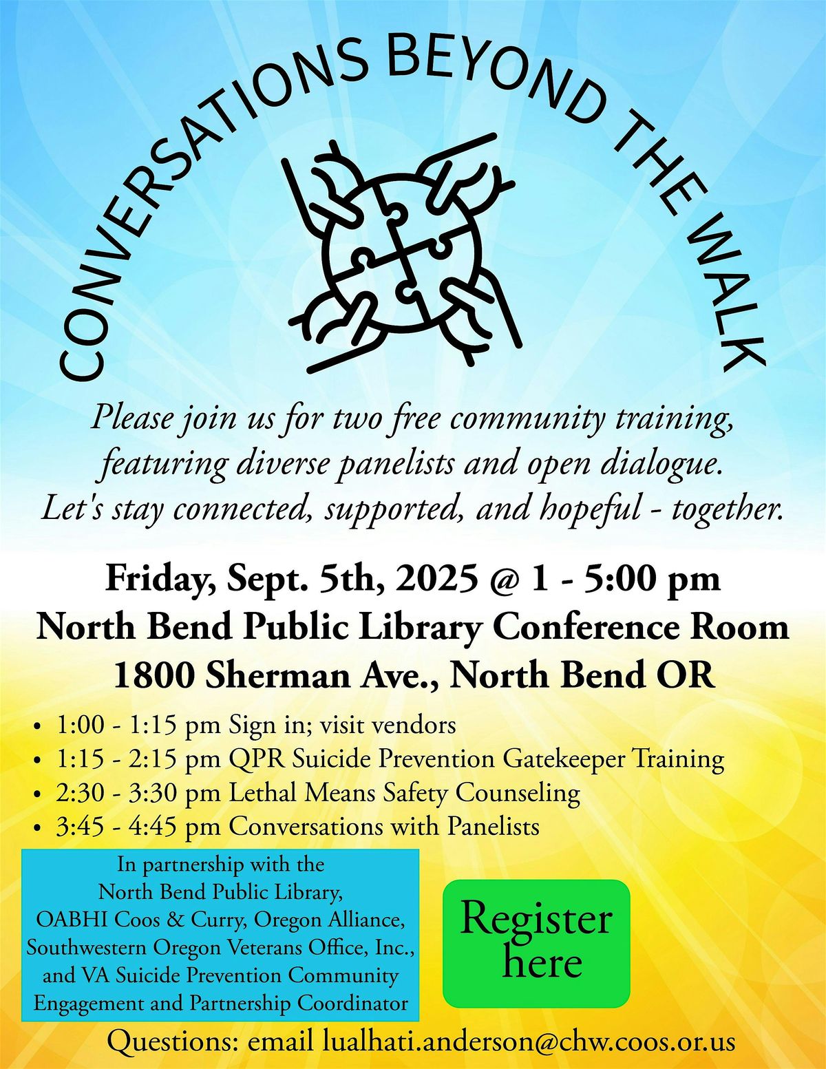 Conversations Beyond the Walk, 5 September | Event in North Bend | AllEvents