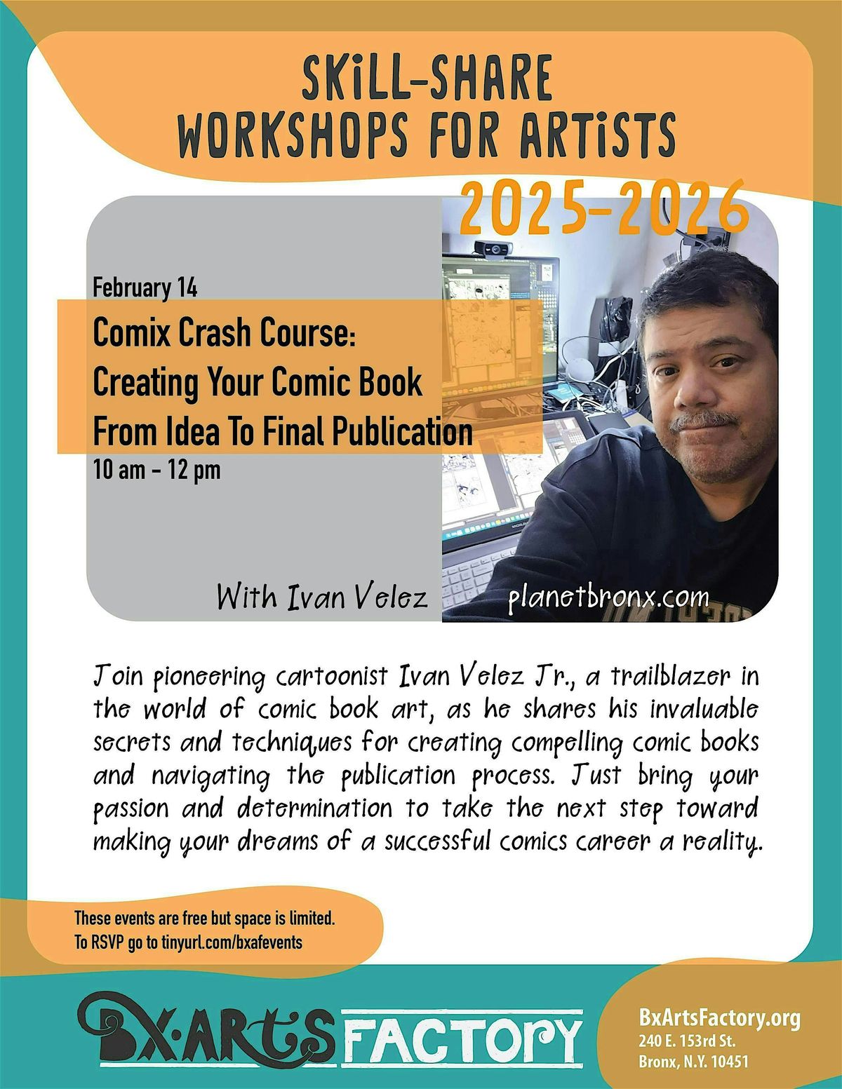 Comix Crash Course:  From Idea To Final Publication with Ivan Velez, 14 February | Event in Bronx | AllEvents