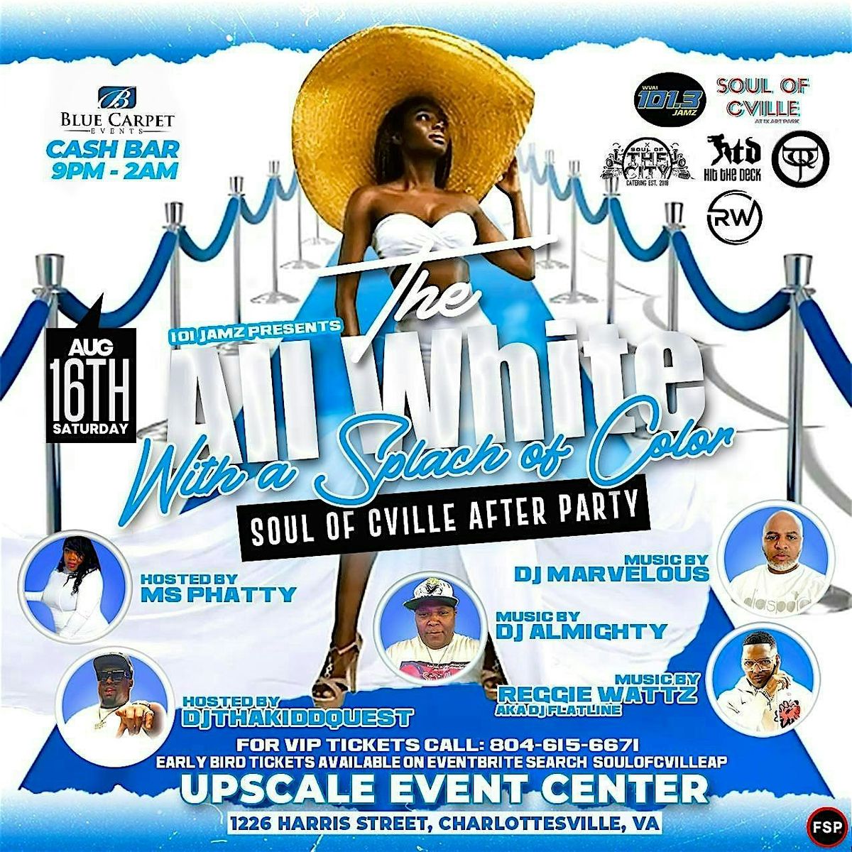 The soul of c'ville All white/Splash of Color Blue carpet Affair, 16 August | Event in Charlottesville | AllEvents