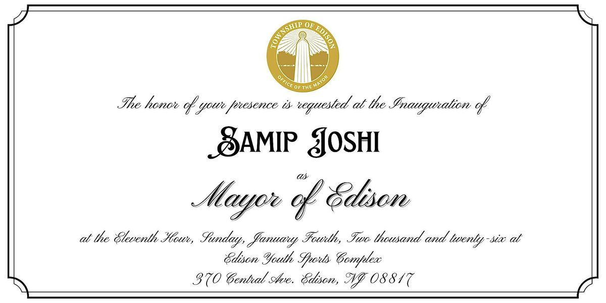 Edison Mayor and Council Inauguration, 4 January | Event in Edison | AllEvents