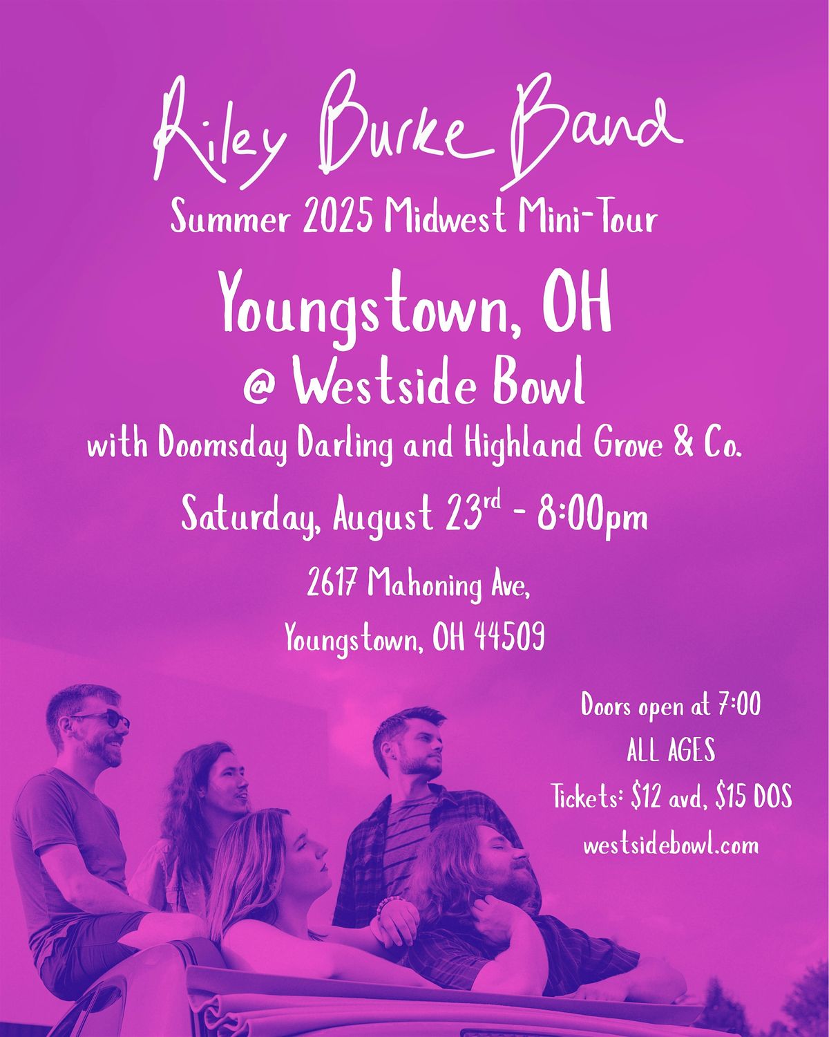 Riley Burke Band/Doomsday Darling/Highland Grove & Co., 23 August | Event in Youngstown | AllEvents