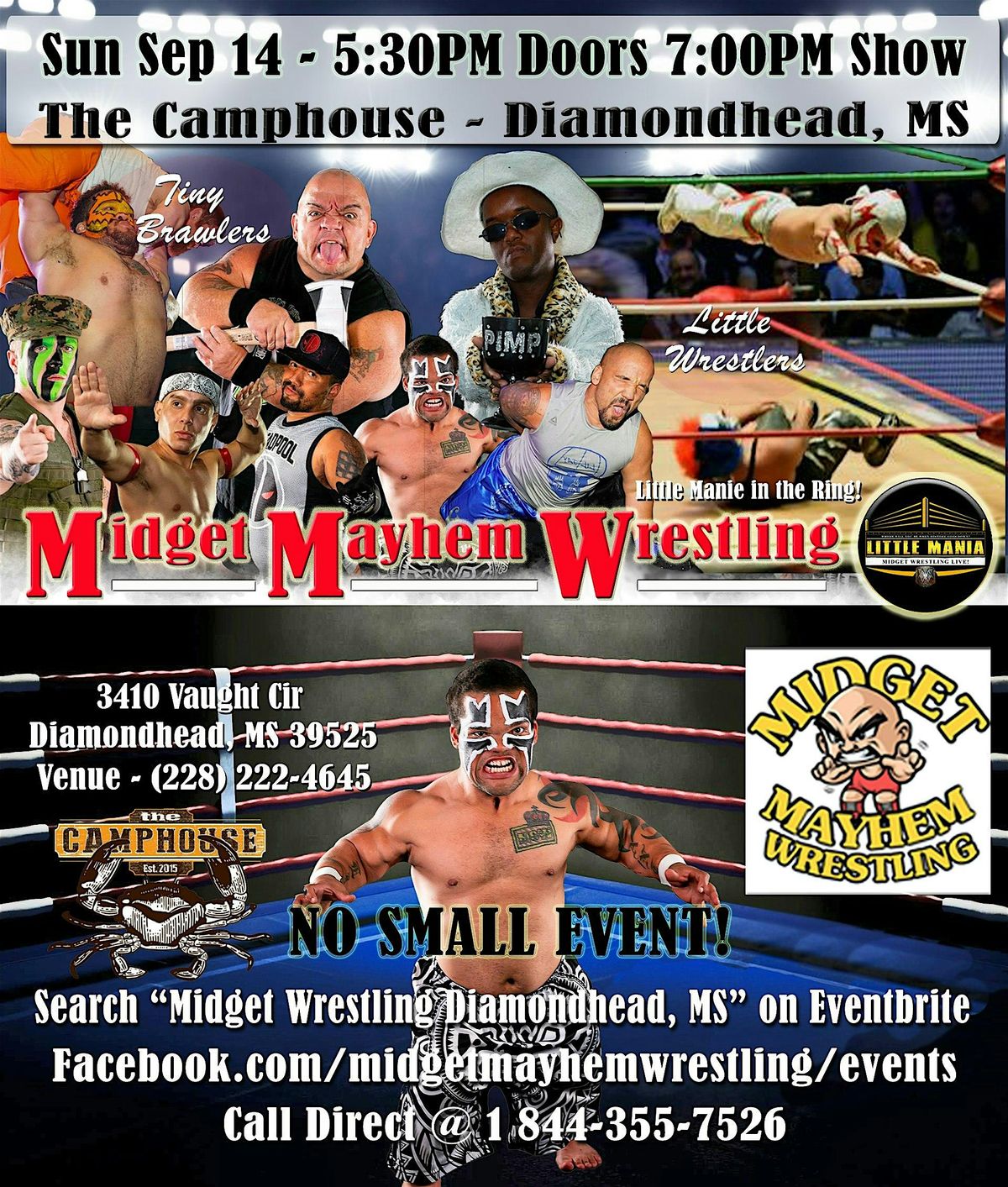Midget Mayhem Wrestling Rips Through the Ring! Diamondhead MS 16+, 14 September | Event in Diamondhead | AllEvents