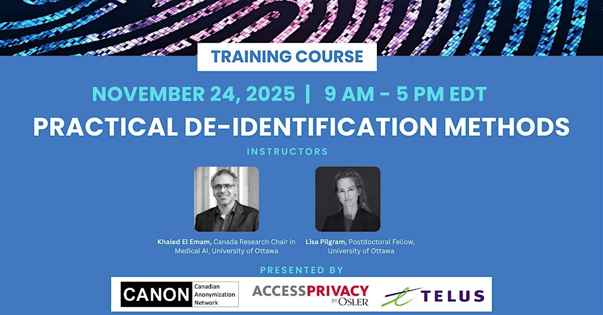 Practical De-identification Methods | Event in Toronto | AllEvents