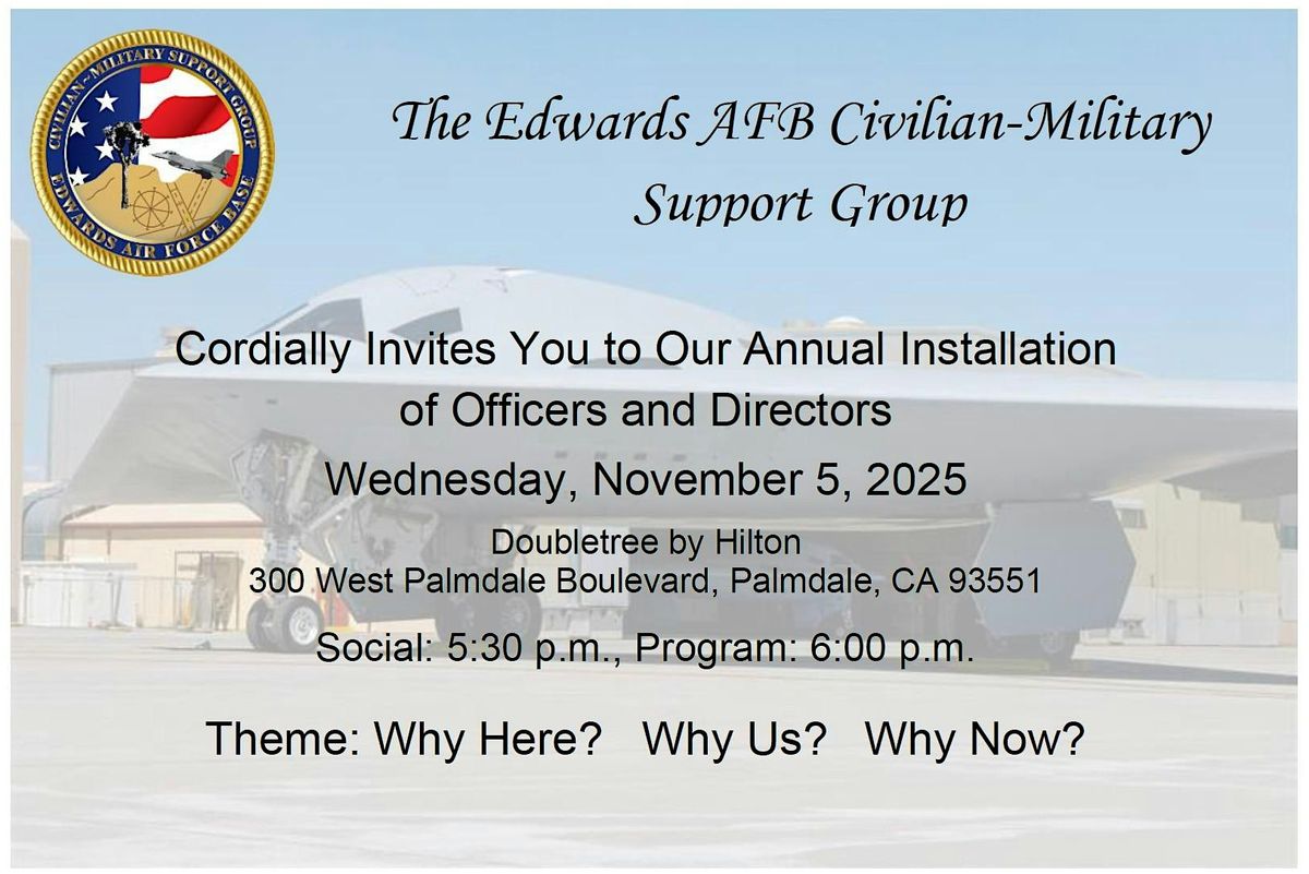 EAFB Civilian-Military Support Group Annual Installation, 5 November | Event in Palmdale | AllEvents