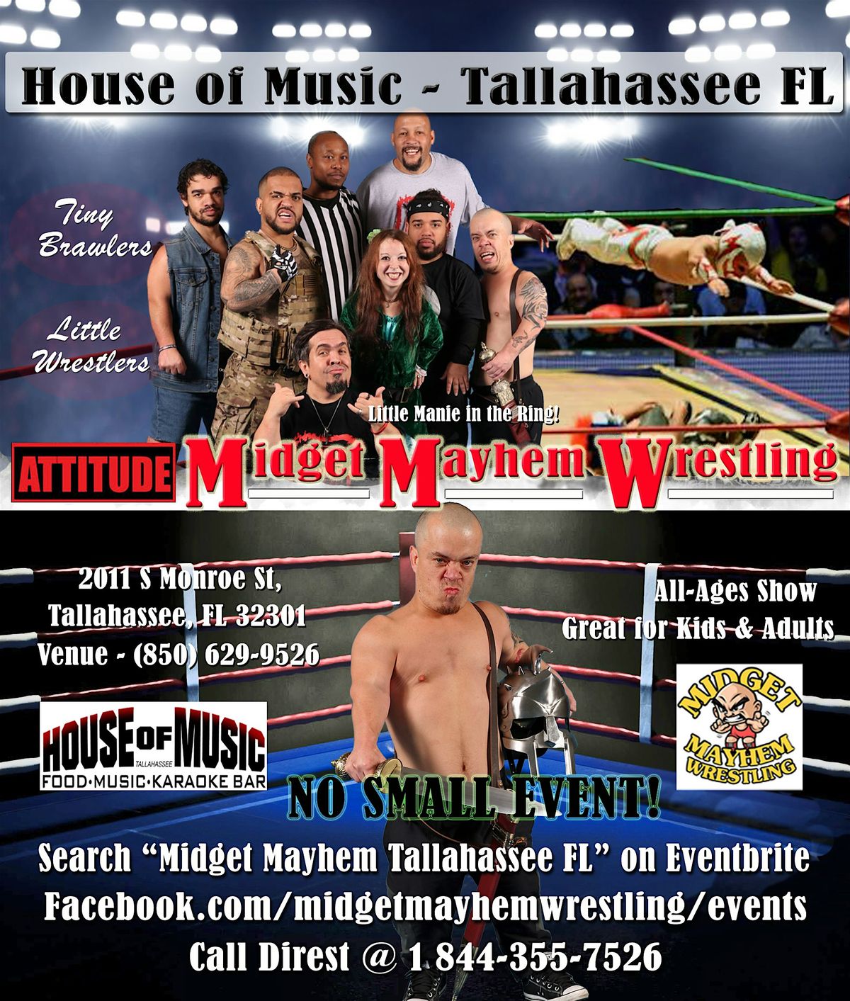 Midget Mayhem Wrestling with Attitude Goes Wild! Tallahassee FL (All Ages), 9 October | Event in Tallahassee