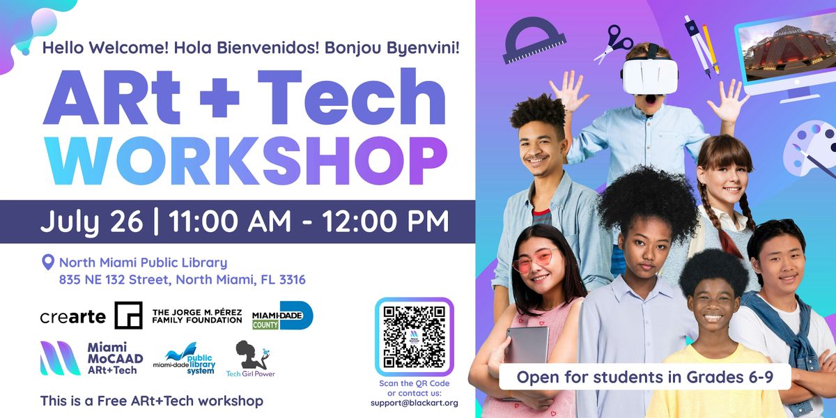 Miami MoCAAD ARt+Tech Student Workshop (North Miami Public Library), 26 July | Event in North Miami | AllEvents