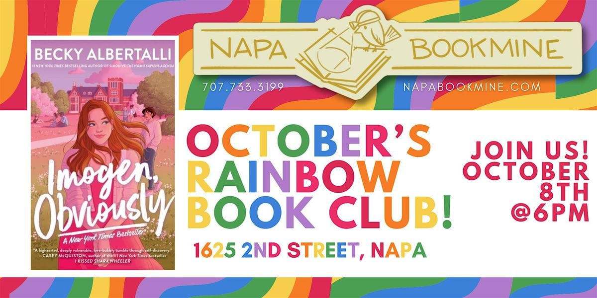 Rainbow Book Club: Imogen, Obviously by Becky Albertalli, 8 October | Event in Napa | AllEvents
