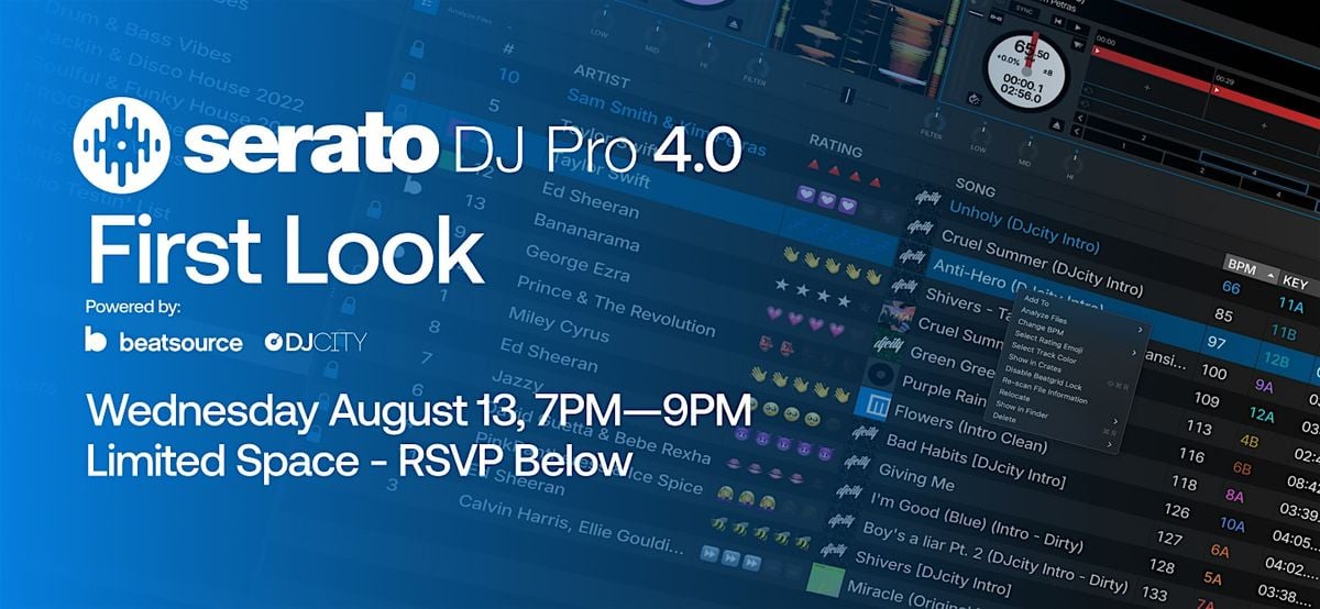 Serato DJ Pro 4.0 First Look: Powered by Beatsource + DJcity, 13 August | Event in Los Angeles | AllEvents