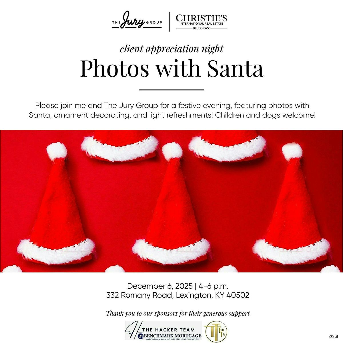 Jury Group Client Appreciation -- Photos with Santa, 6 December | Event in Lexington | AllEvents