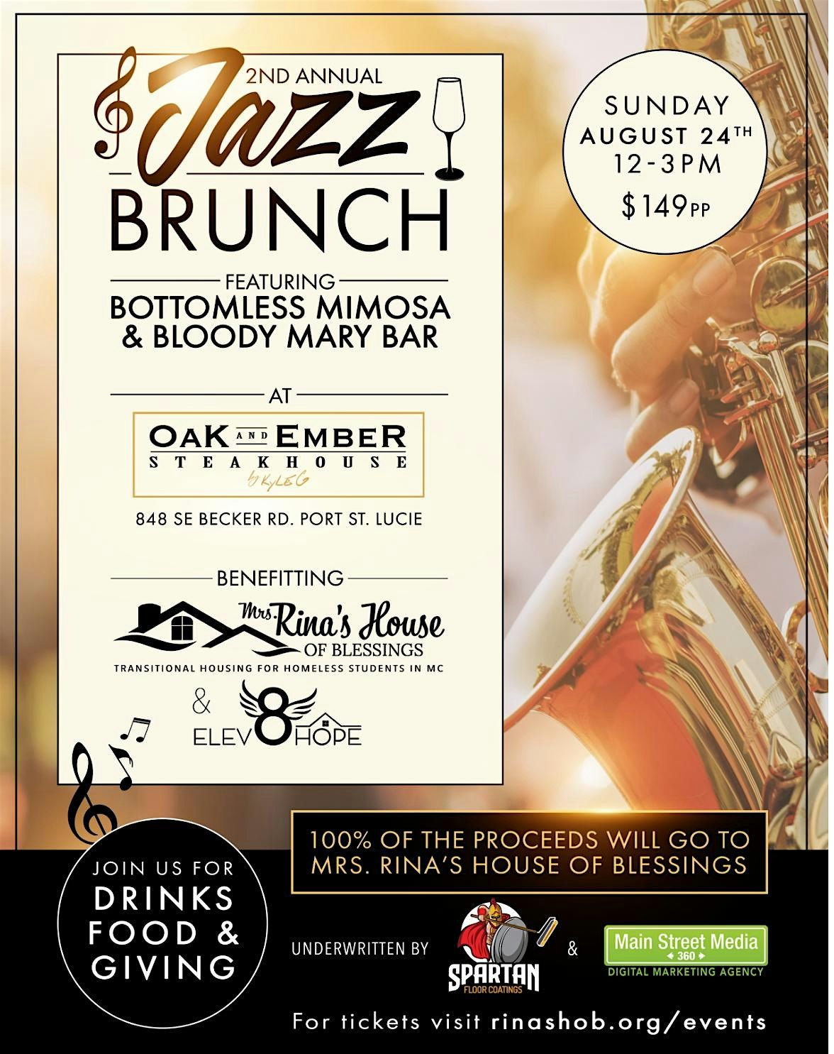 Kyle G’s Jazz Brunch w/ Bottomless Mimosas benefitting Elev8hope, 24 August | Event in Port St. Lucie | AllEvents