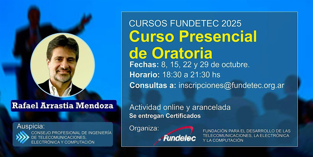 Cómo construir el discurso para seducir al público "Curso de Oratoria", 8 October | Event in Buenos Aires