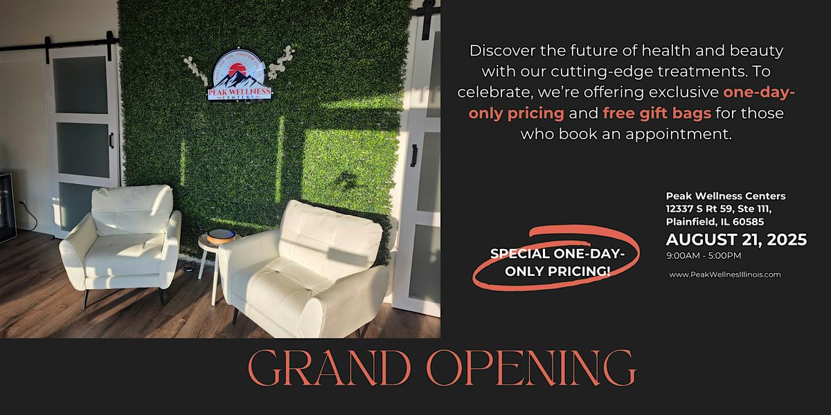 Peak Wellness Centers Grand Opening, 21 August | Event in Plainfield | AllEvents