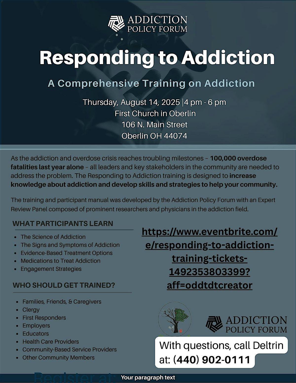 Responding to Addiction Training, 14 August | Event in Oberlin | AllEvents