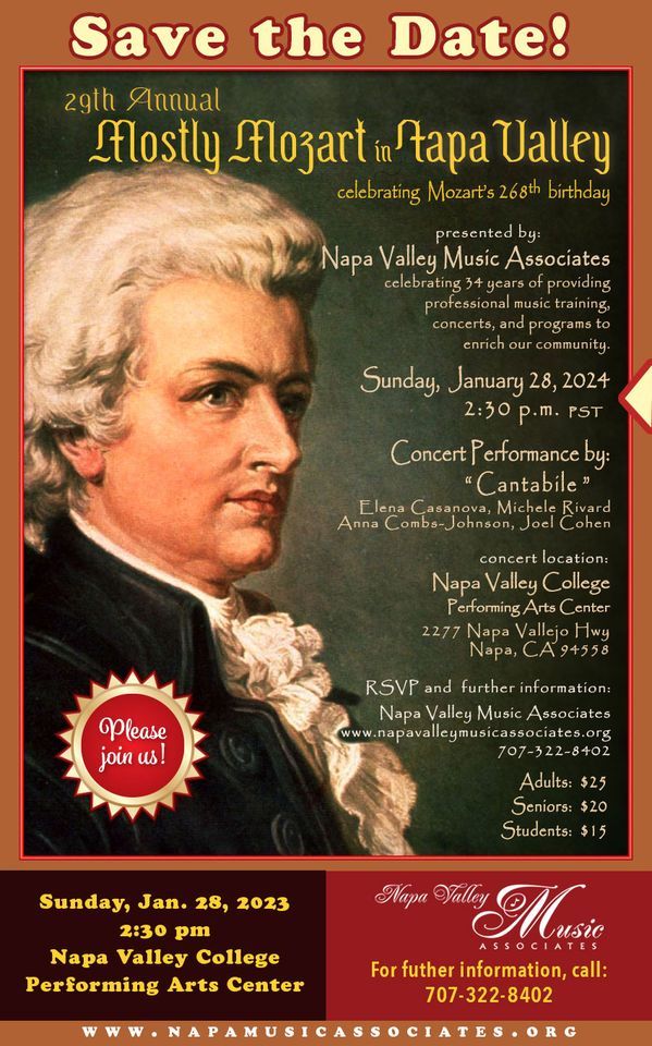 Mostly Mozart in Napa Valley Concert, Napa Valley College Performing
