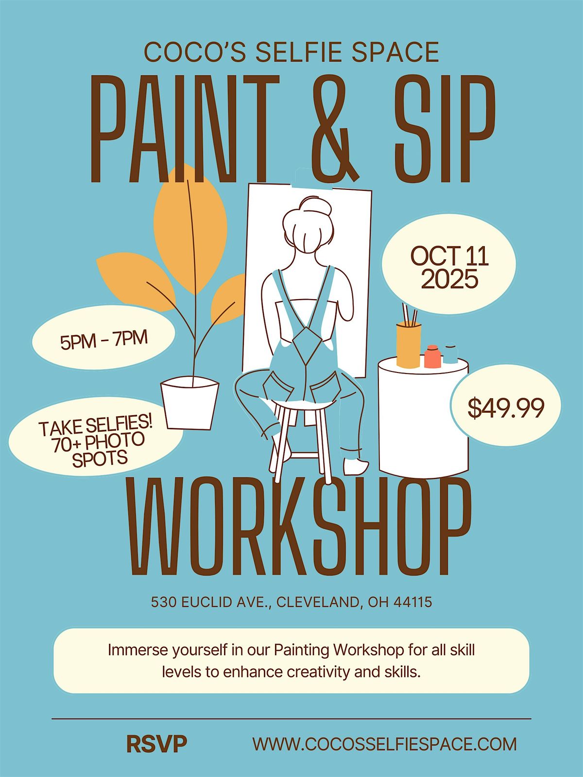 Coco's Selfie Space: Paint & Sip, 11 October | Event in Cleveland | AllEvents