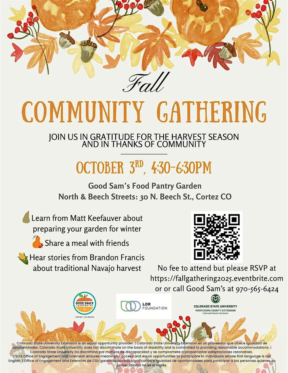 Fall community gathering, Good Samaritan Cortez, 3 October 2025 | AllEvents