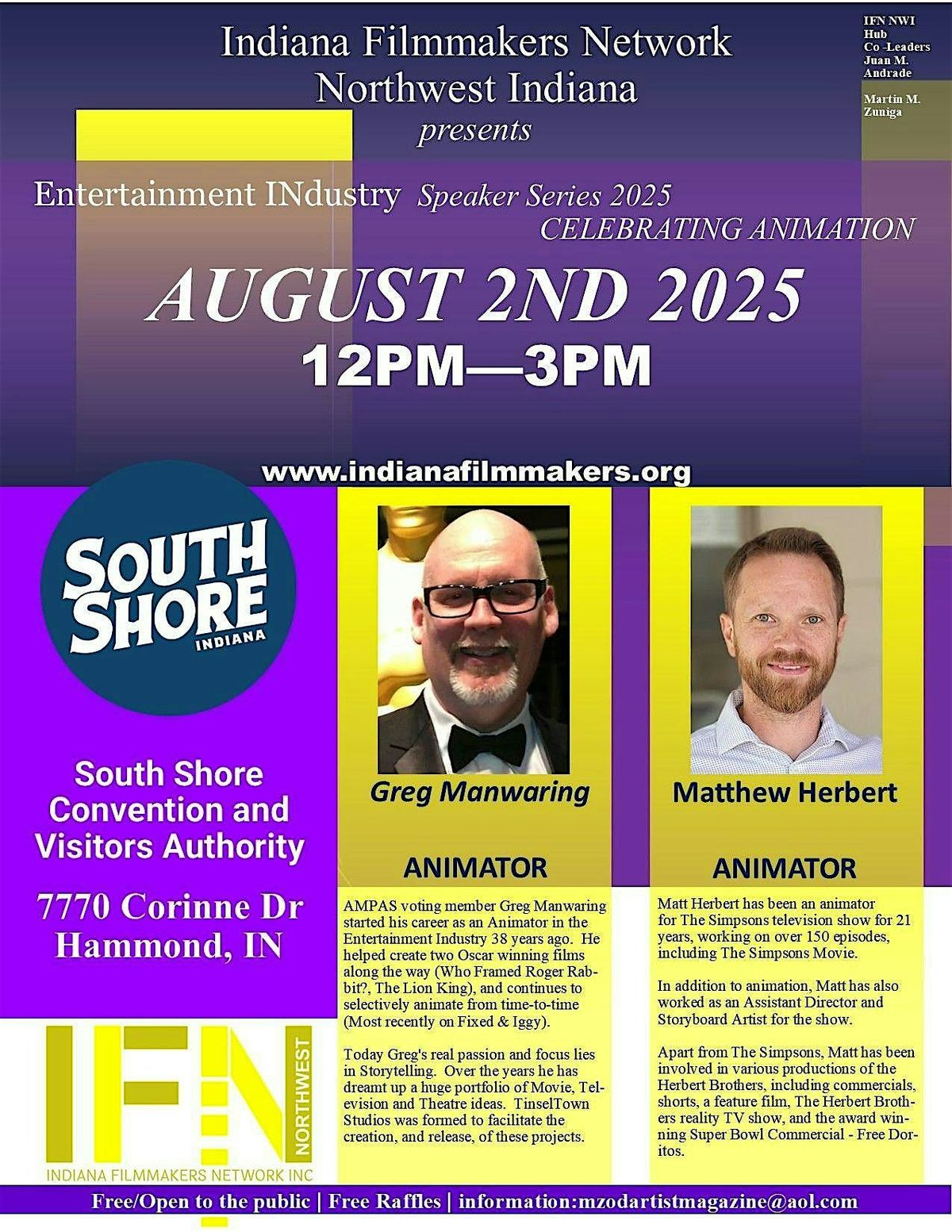 NWI Filmmakers Special FREE Event: Focus on ANIMATION, 2 August | Event in Hammond | AllEvents