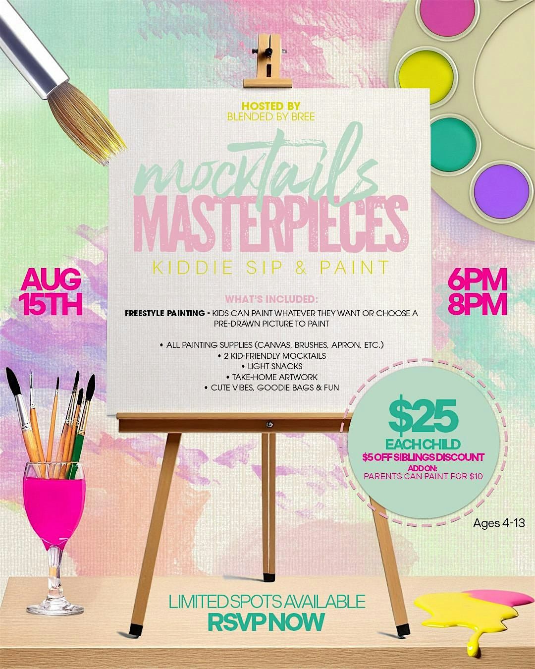 Mocktails & Masterpieces: Kiddie Sip & Paint, 15 August | AllEvents