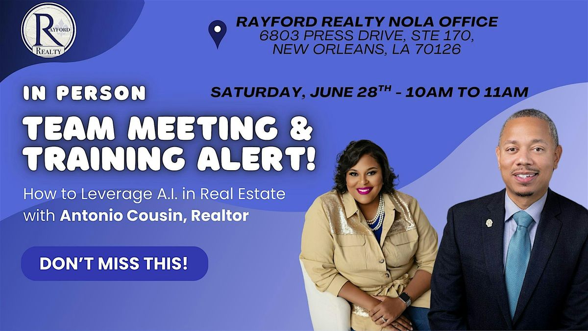 How to Leverage A.I. in Real Estate with Antonio Cousin, Realtor, 28 June | Event in New Orleans | AllEvents