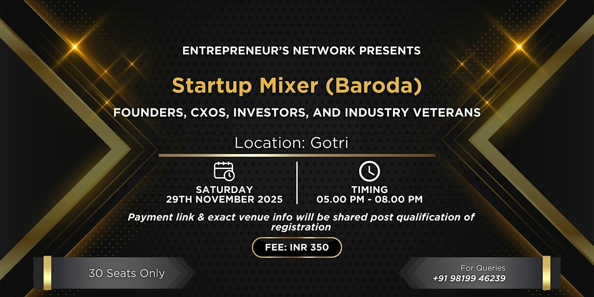 Startup Mini Meetup (Baroda), 29 November | Event in Vadodara | AllEvents