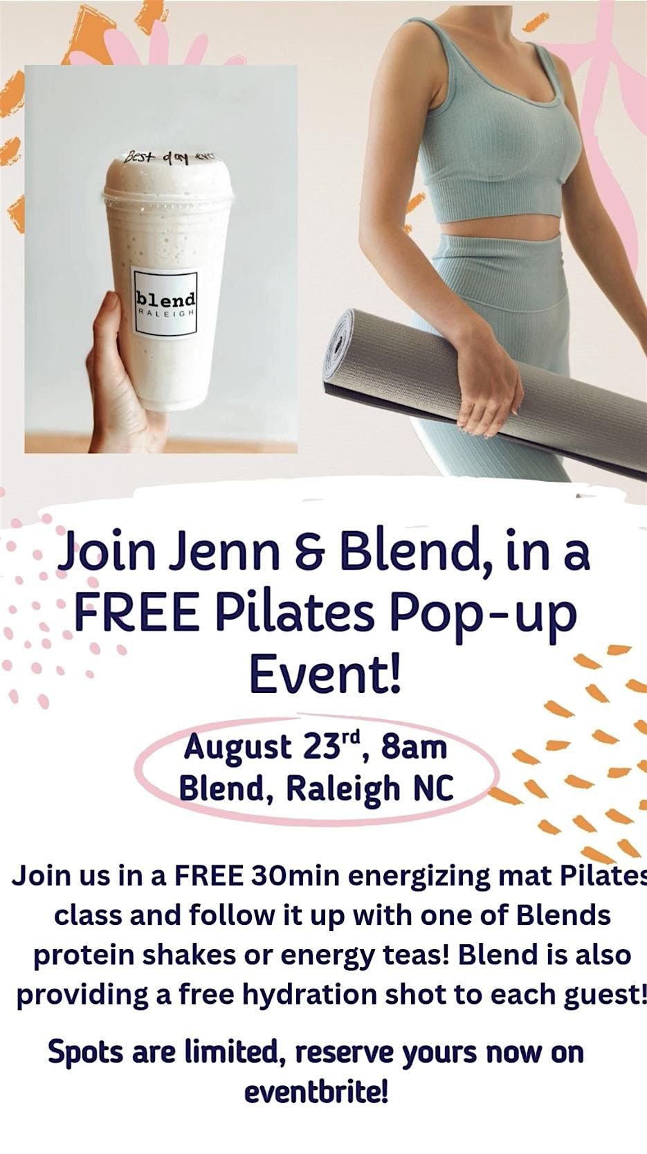 Pilates & Protein (Blend Raleigh), 23 August | Event in Raleigh | AllEvents