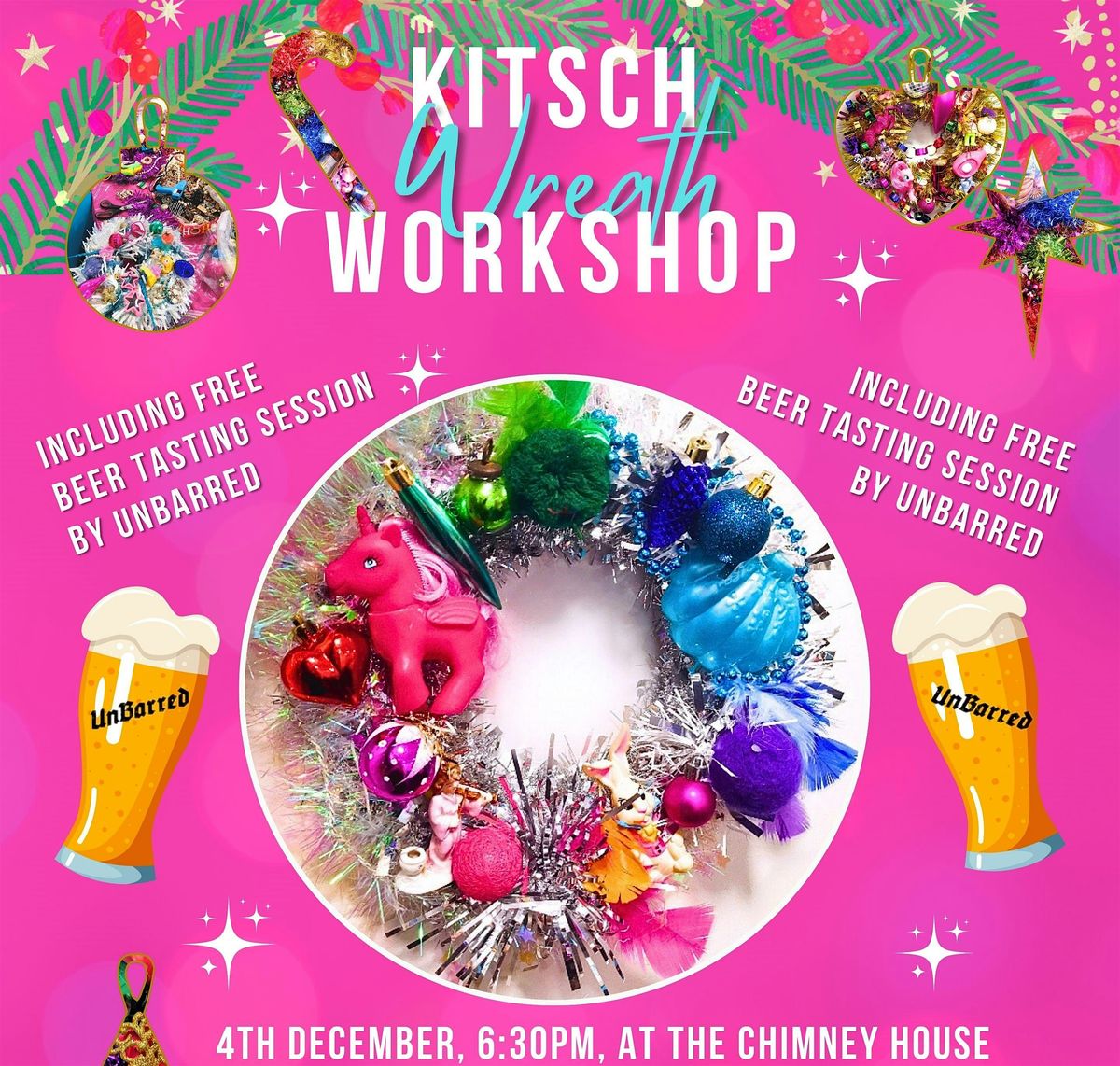 Christmas Kitsch Wreath Workshop (FREE Beer Tasting Session Included), 4 December | Event in Brighton and Hove