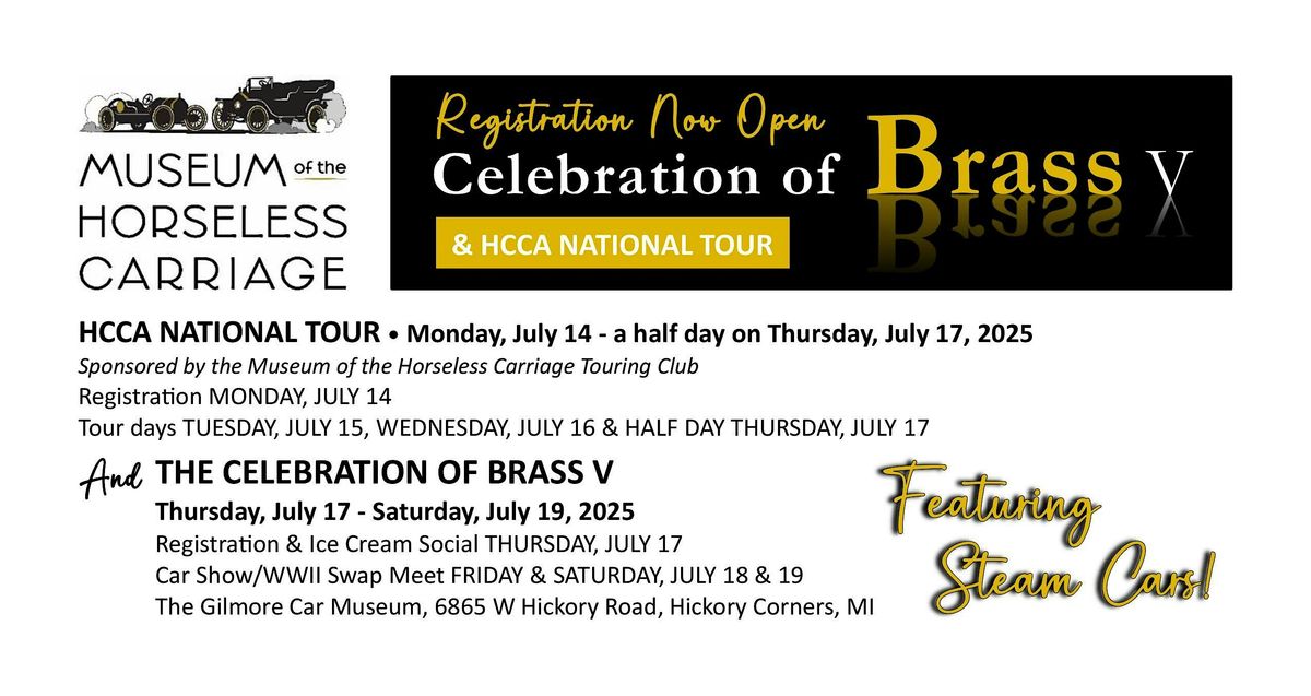 Museum of the Horseless Carriage's Celebration of Brass V, 14 July | Event in Hickory Corners | AllEvents