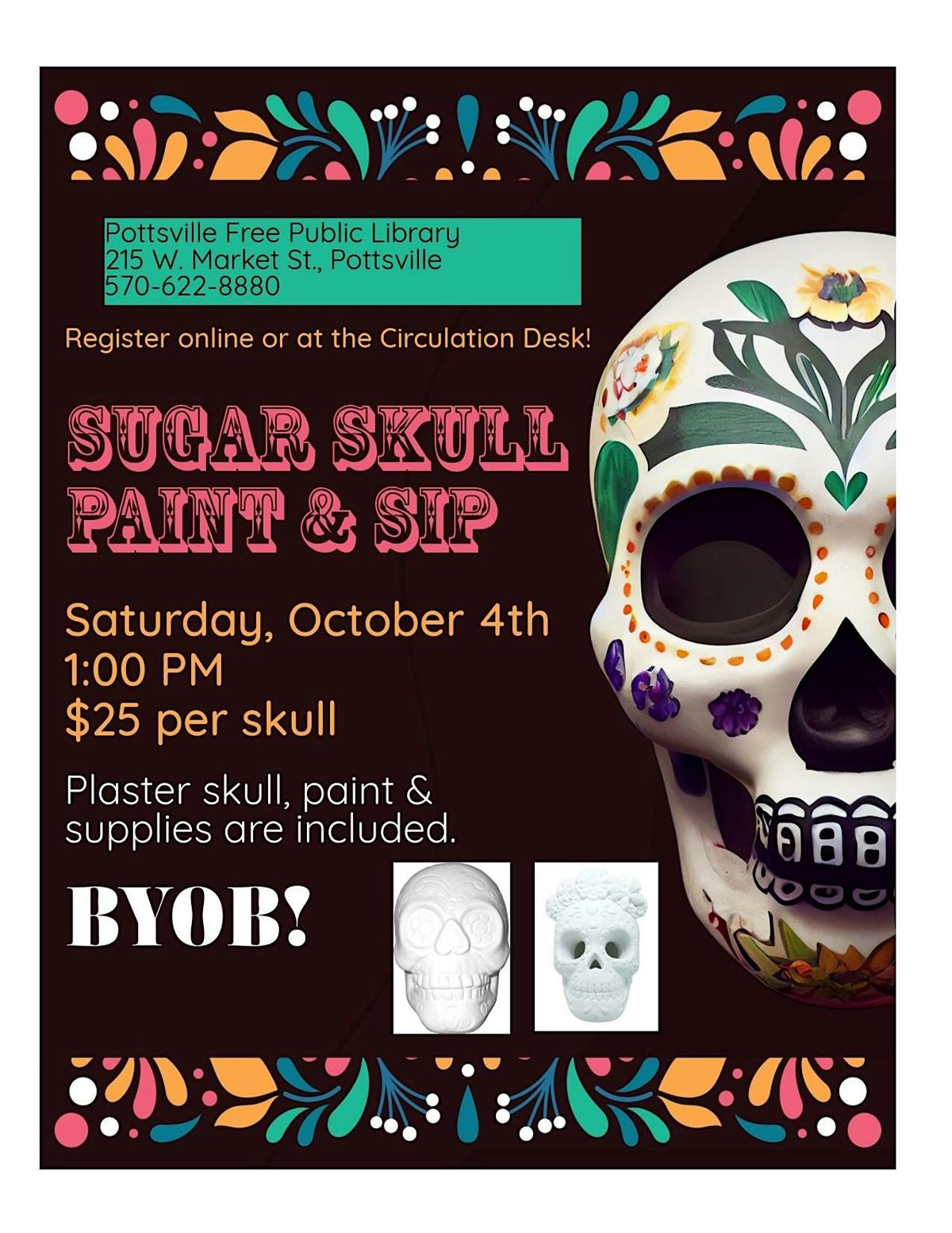 Sugar Skull Paint & Sip, 4 October | Event in Pottsville | AllEvents