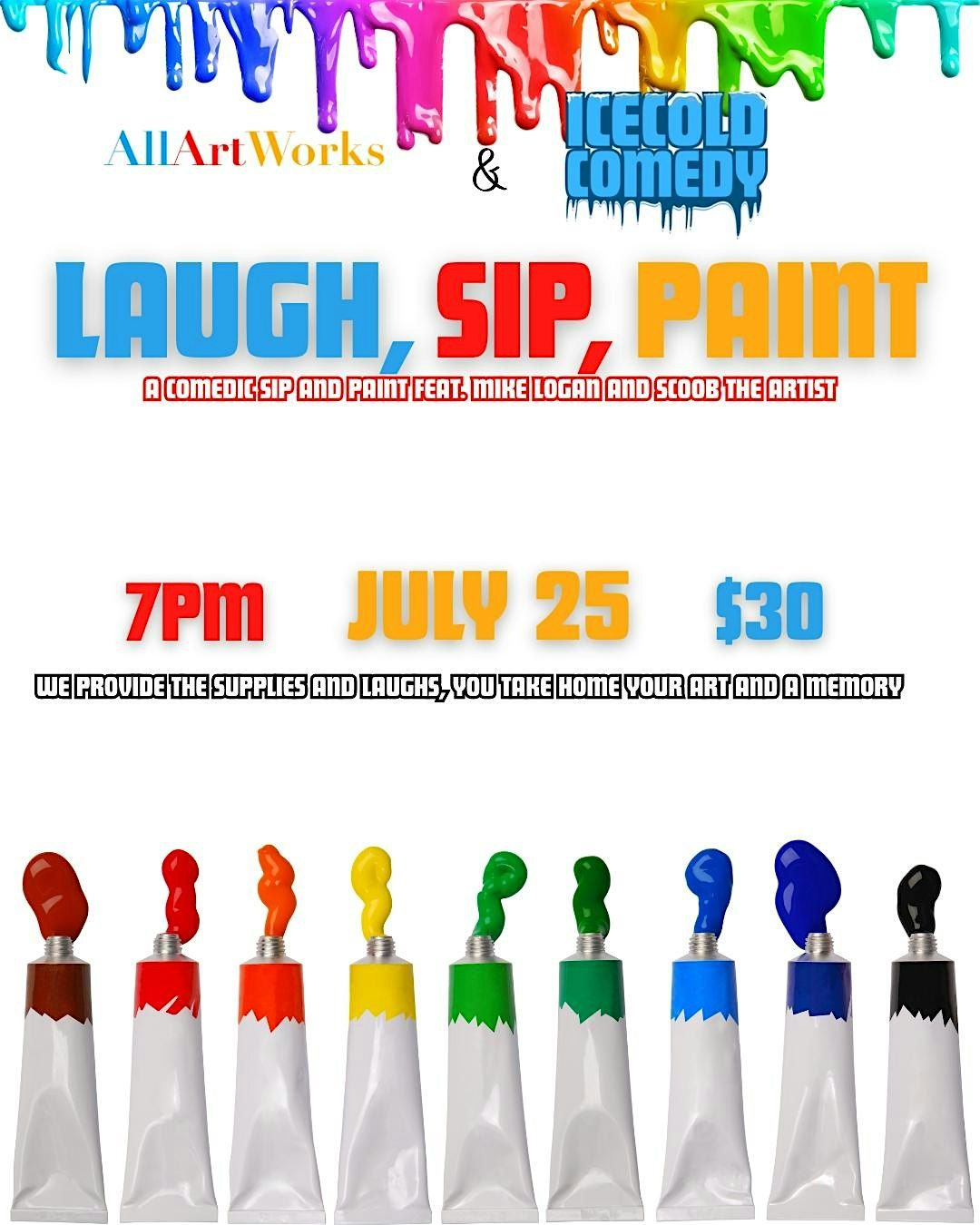 AllartWorks & Icecold Comedy presents: Laugh, Sip, Paint, 25 July | Event in Grand Rapids | AllEvents
