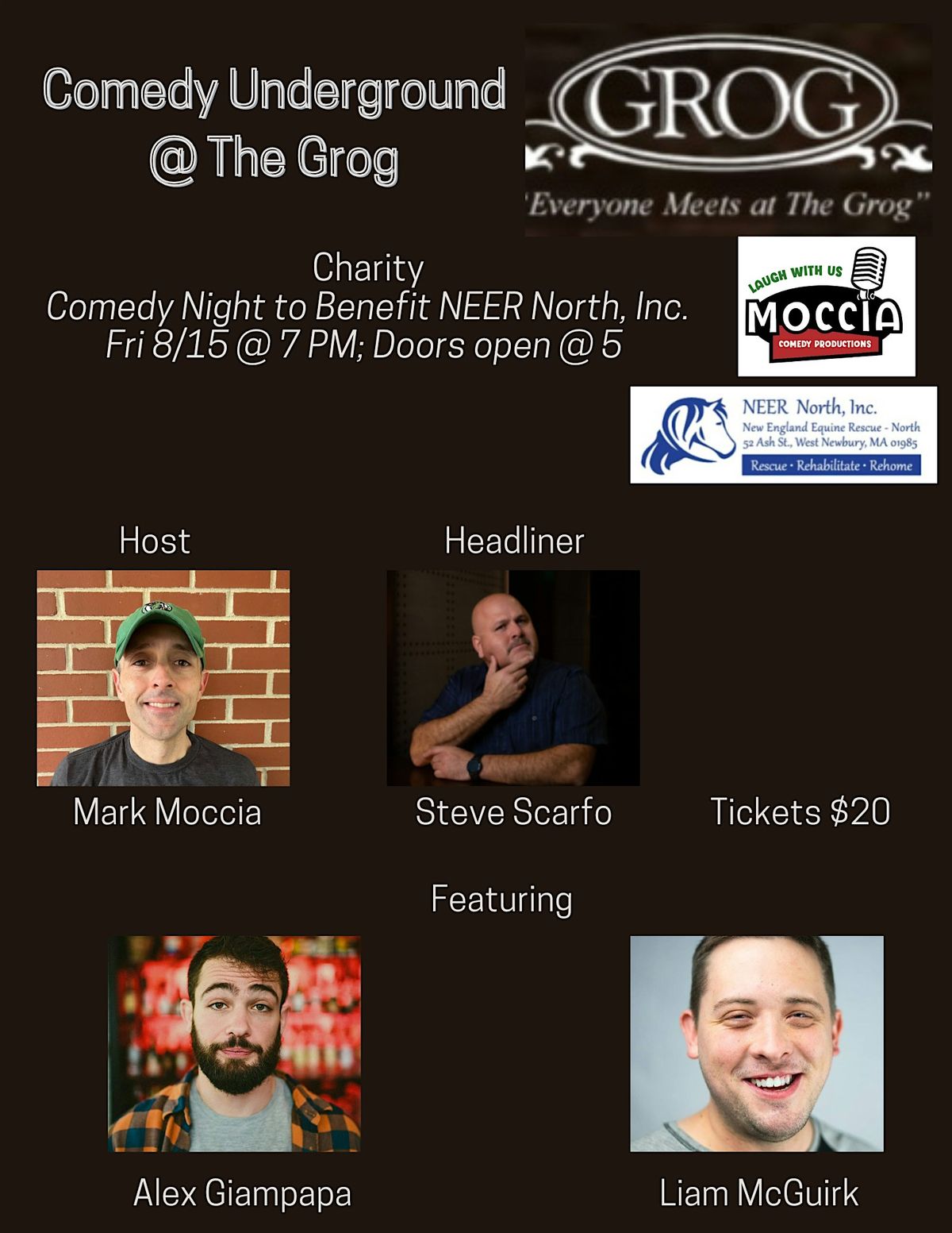 21+ Charity Comedy Underground @ The Grog to benefit NEER North!, 15 August | Event in Newburyport | AllEvents