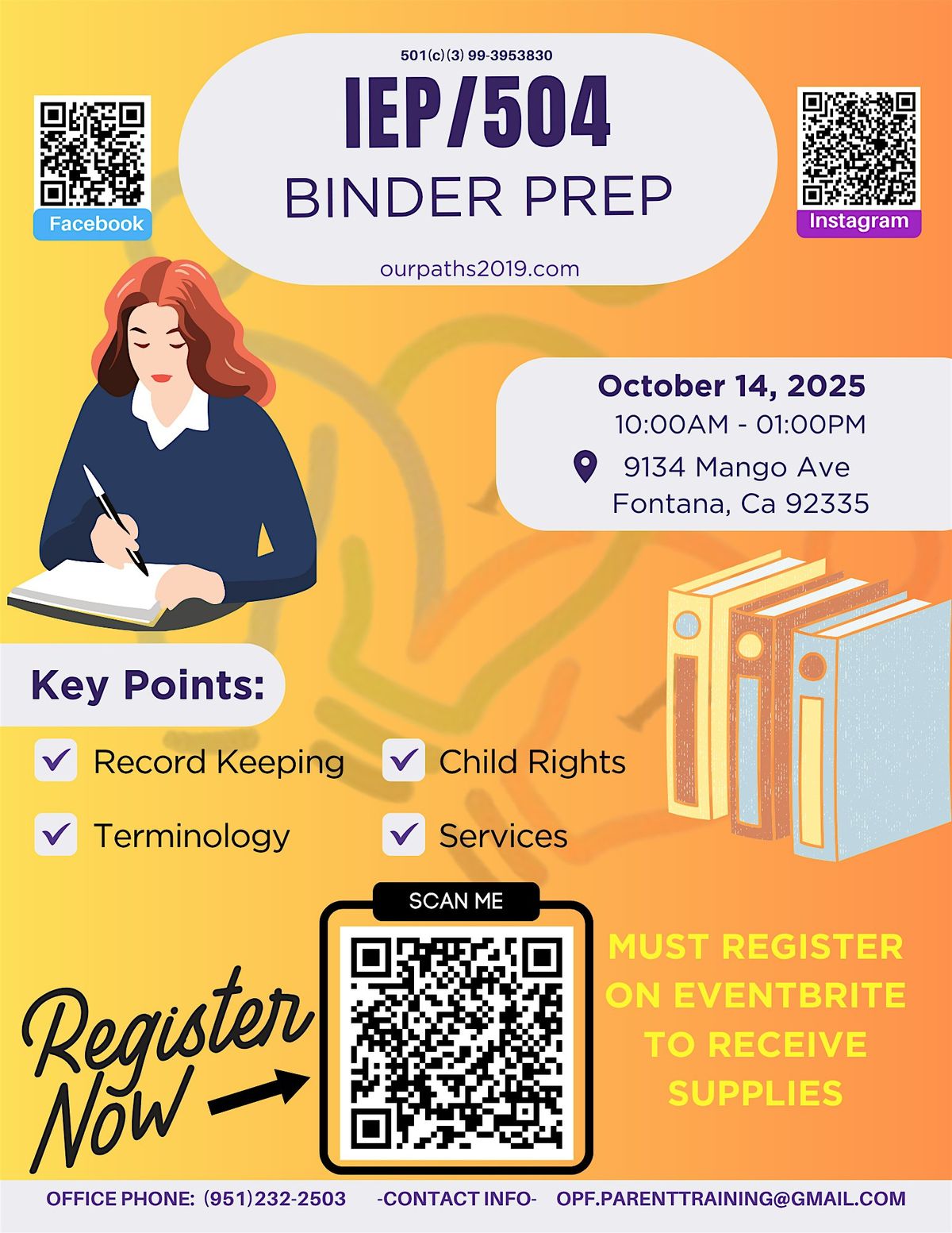 IEP/504 Binder Prep, 14 October | Event in Fontana | AllEvents