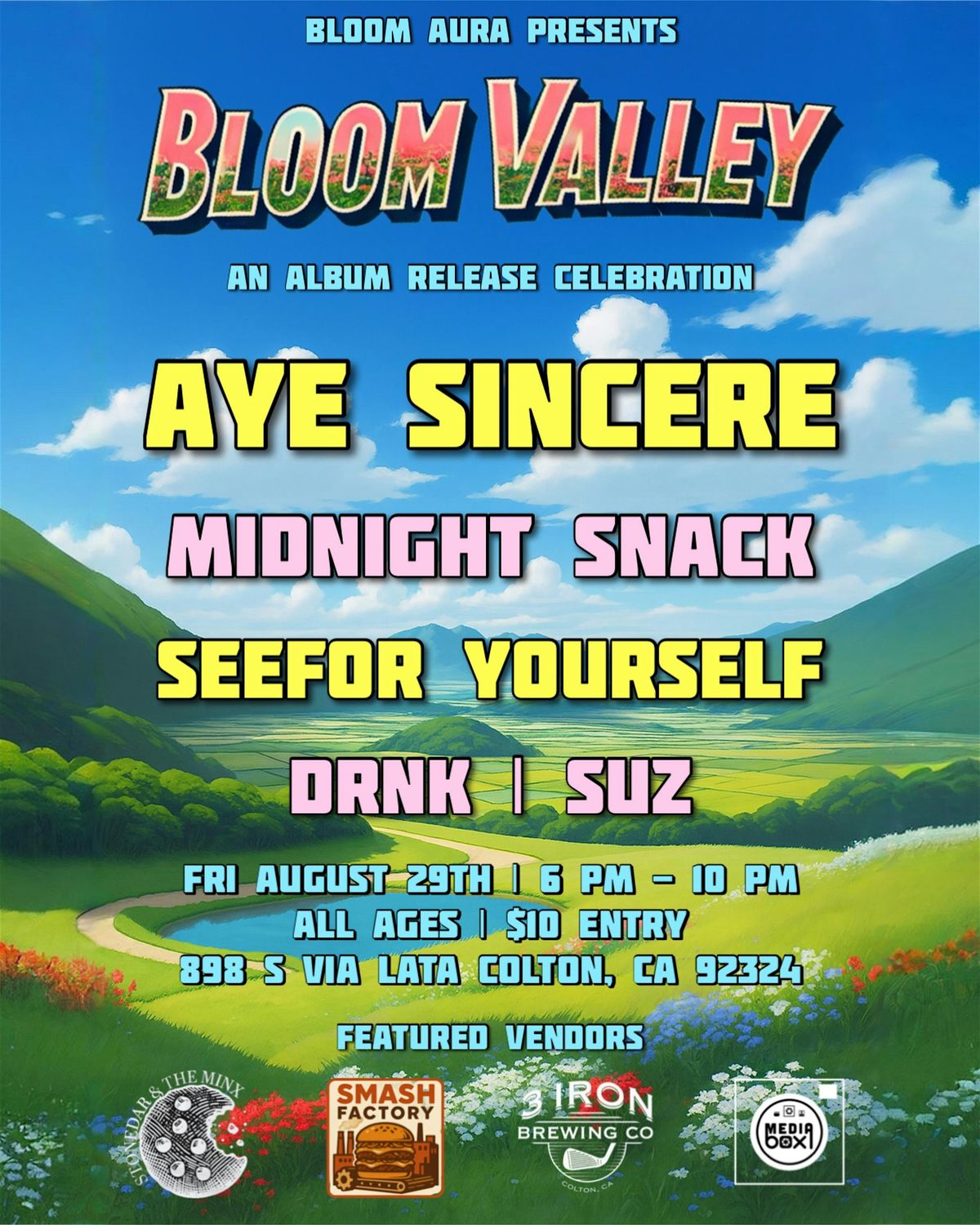 Bloom Valley Release Show, 29 August | Event in Colton | AllEvents