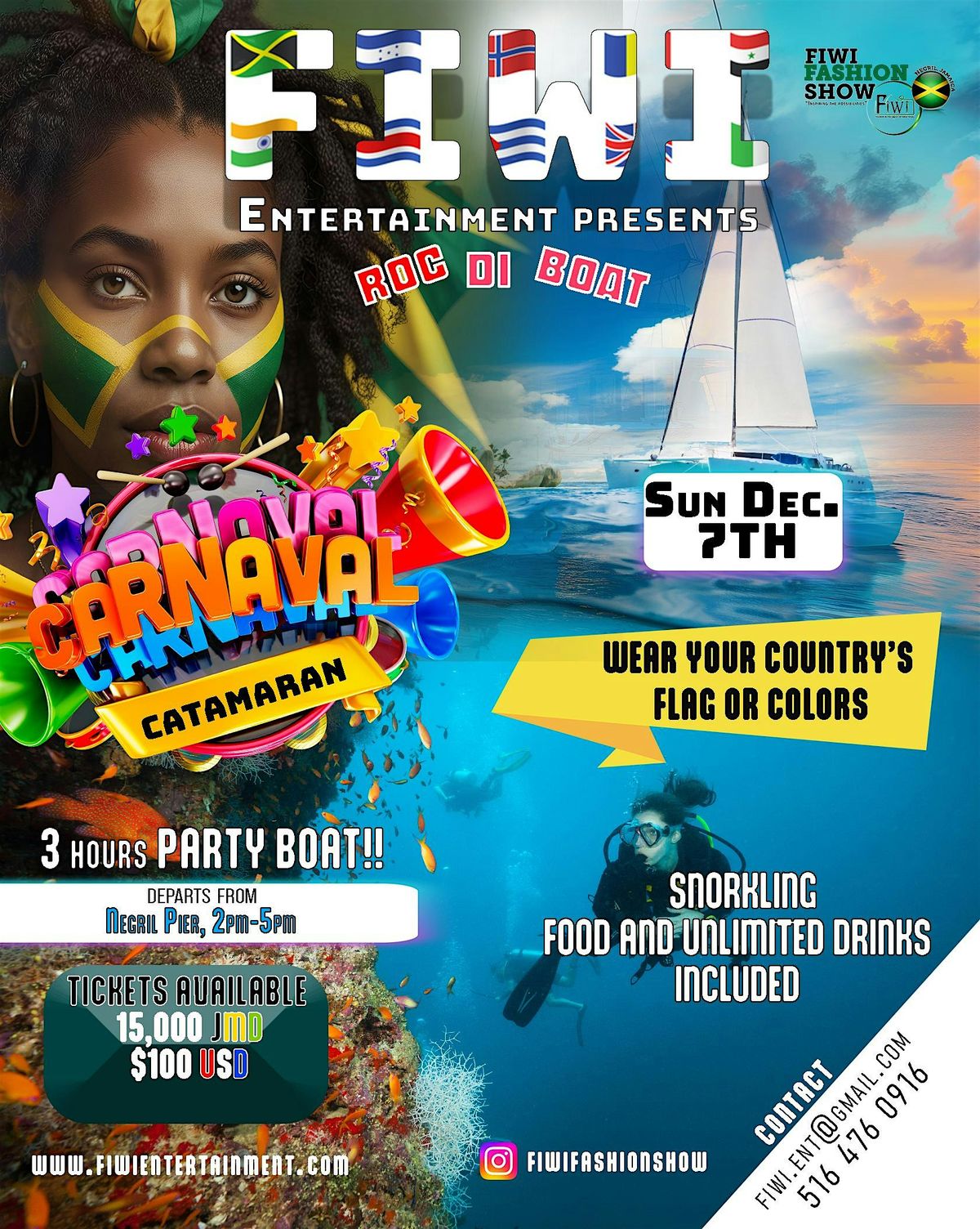 FIWI ROC DI BOAT CARNAVAL CATAMARAN, 7 December | Event in Negril | AllEvents