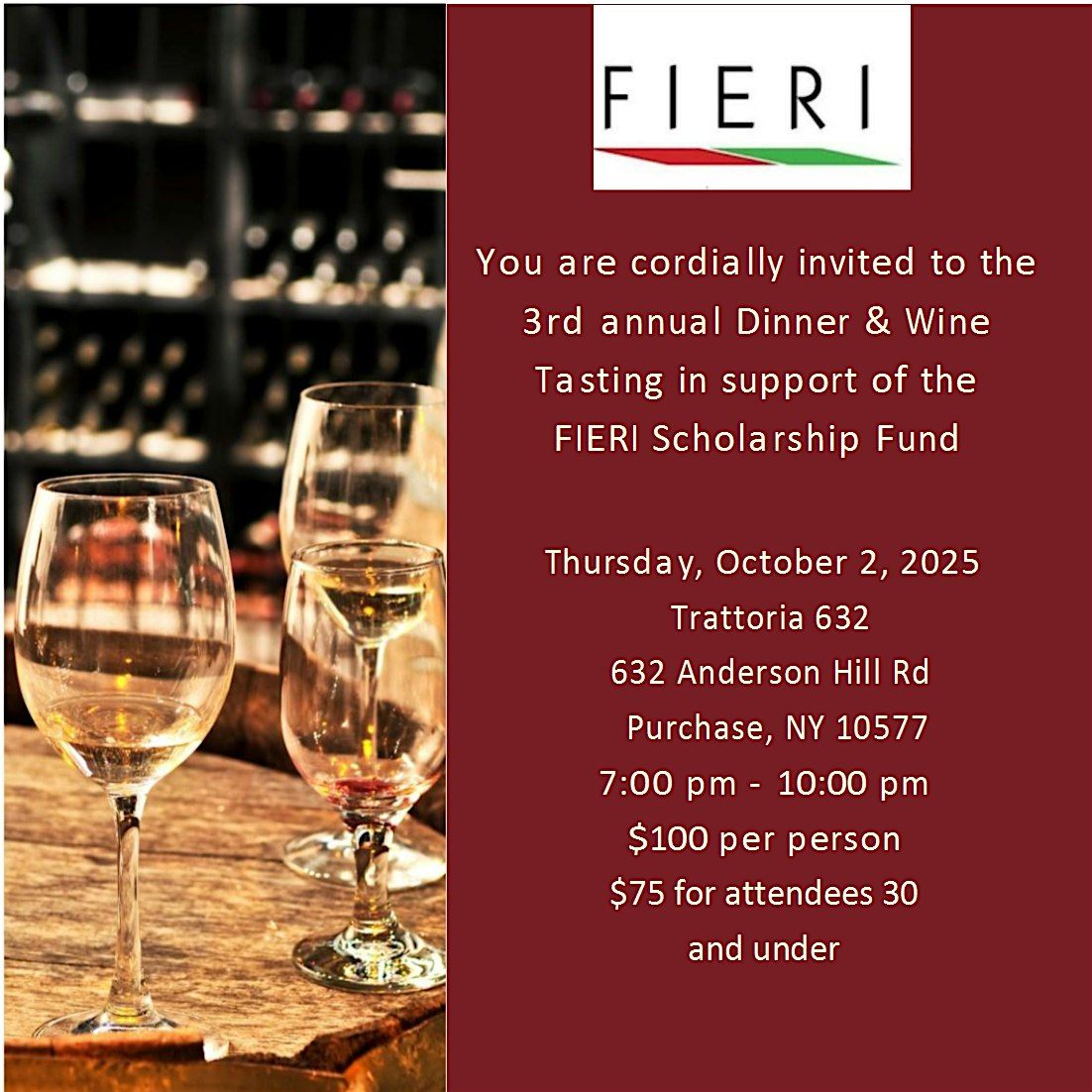 3rd Annual Fieri Dinner & Wine Tasting | Event in Harrison | AllEvents