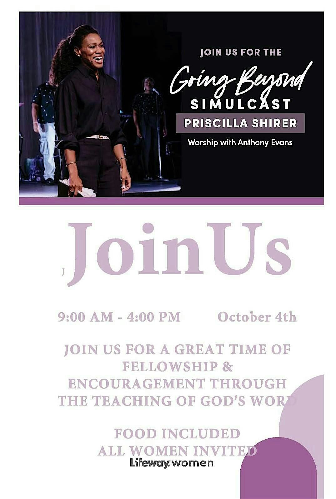 Going Beyond Simulcast - Priscilla Shirer, 4 October | Event in Denham Springs | AllEvents